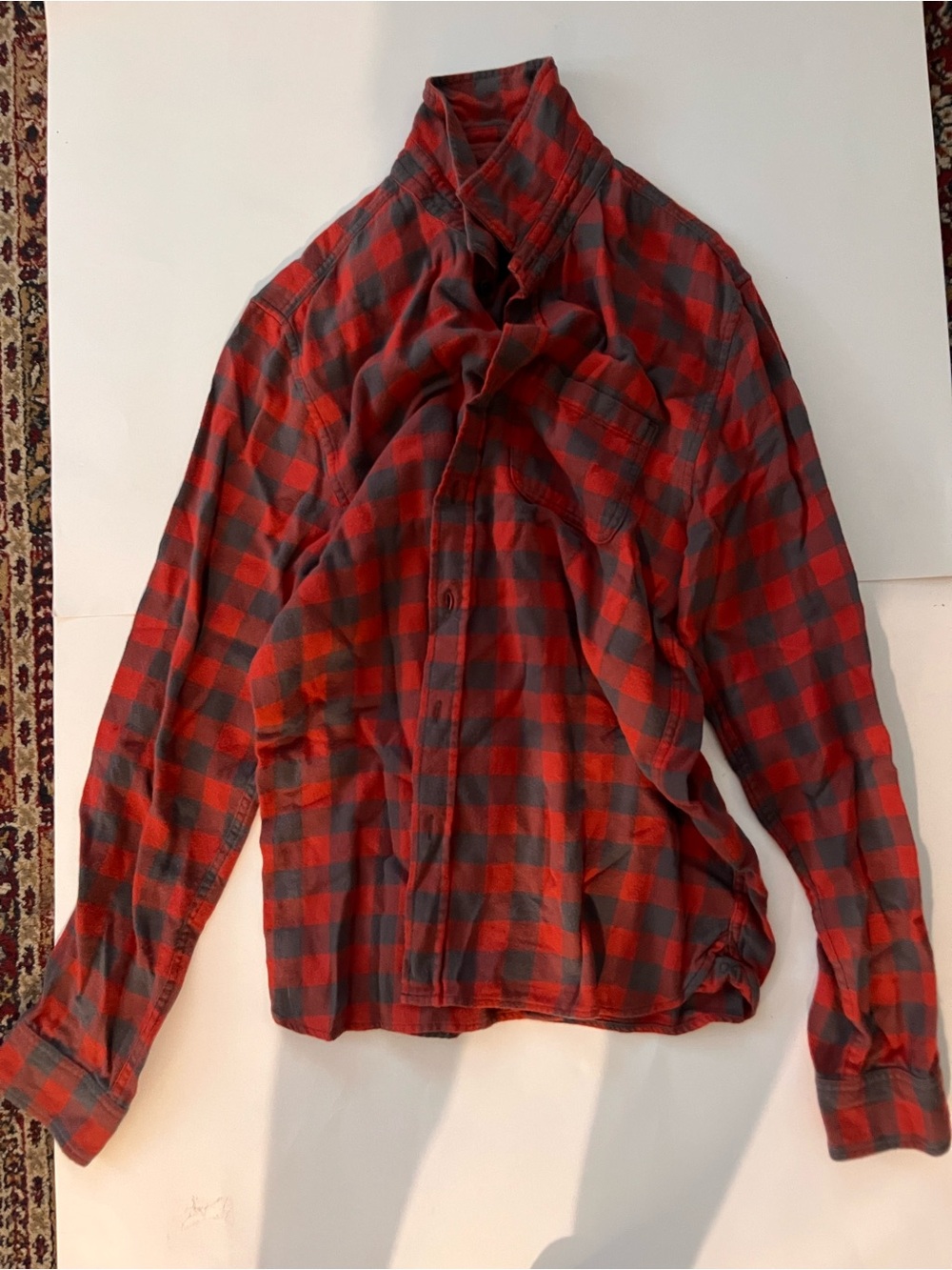 Outerknown Red and Black Plaid Lightweight Shirt Jacket